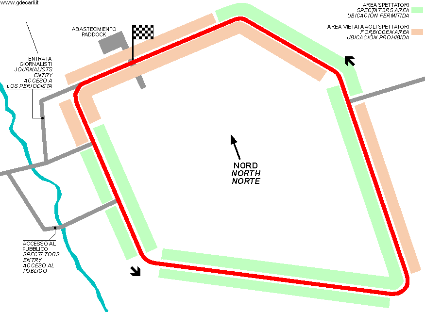 San Nicolas, Circuito de la Siderurgia Argentina (1963÷1969) - La mappa sulla foto aerea potrebbe essere approssimata
